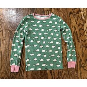 Mini Boden Sheep Pajamas Girls Size‎ 8Y Green Pink Green Top Only 100% Cotton